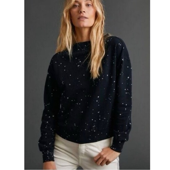 Anthropologie Pilcro & the Letterpress Elayna Sweatshirt Top Black Size XS - Picture 1 of 4